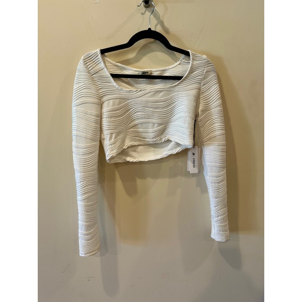 Jason Wu NWT Cropped Ribbed Long Sleeve White Shirt Sz 6 $425 Lux - Read Below